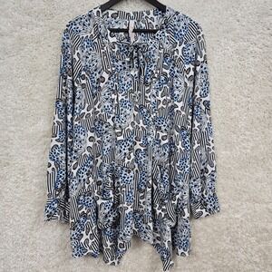 Melissa McCarthy Seven7 Womens Butterfly Tunic Top Long Sleeve 2X Artsy Flowy